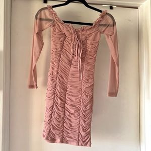 Flirty pink lace sleeve dress